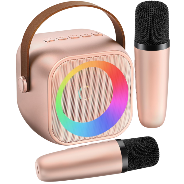 Pink Mini Karaoke Machine for Kids, Portable Bluetooth